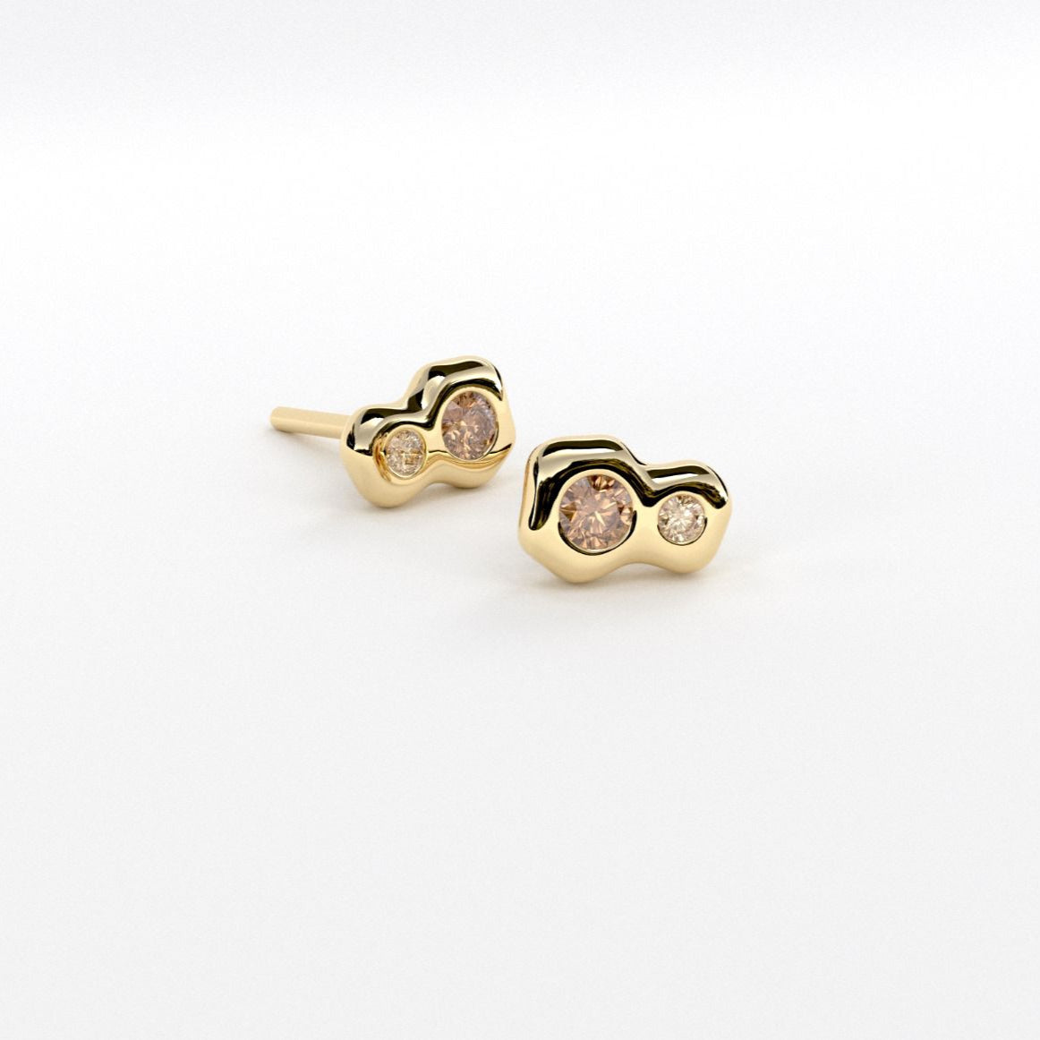 Champagne Diamond Studs in 9ct Gold