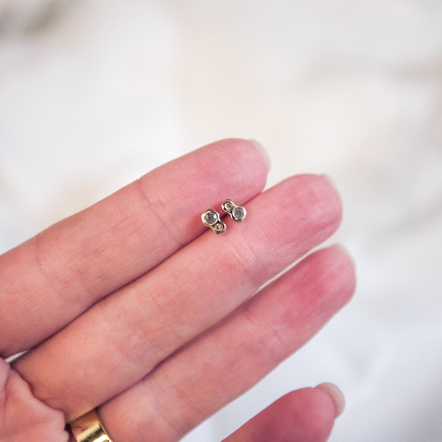 Champagne Diamond Studs in 9ct Gold