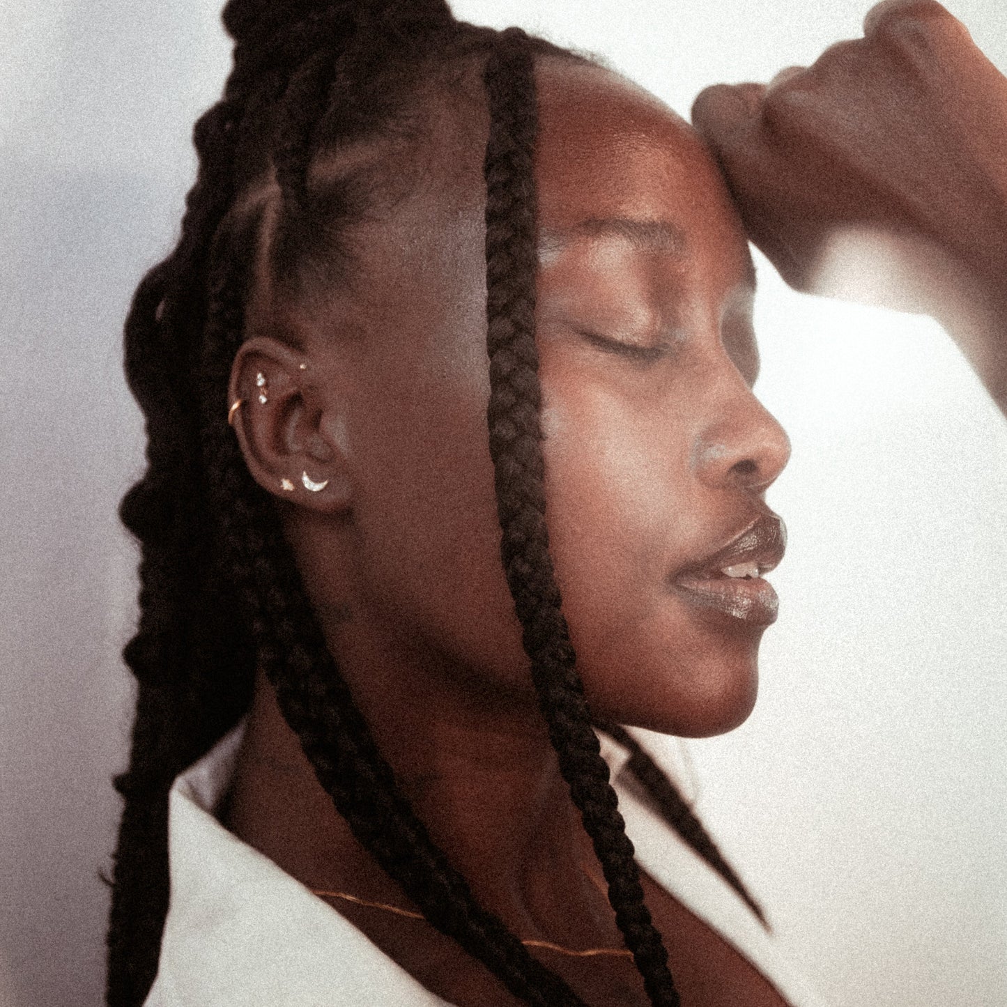 Diamond Half Moon Studs in 9ct Gold