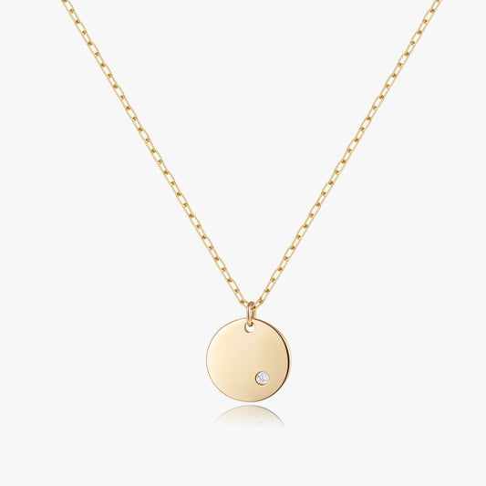 14kt Diamond Disk Pendant