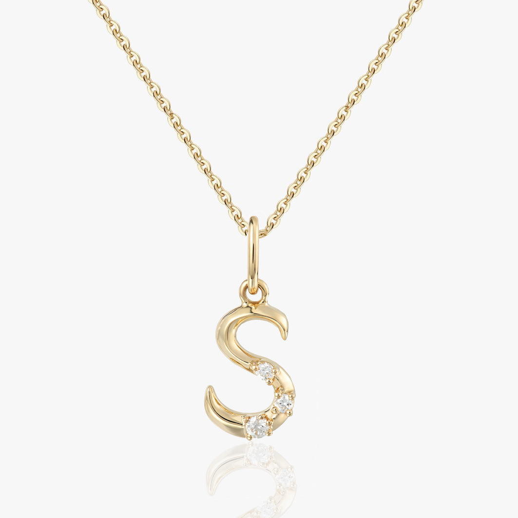 14kt Diamond Letter Pendant