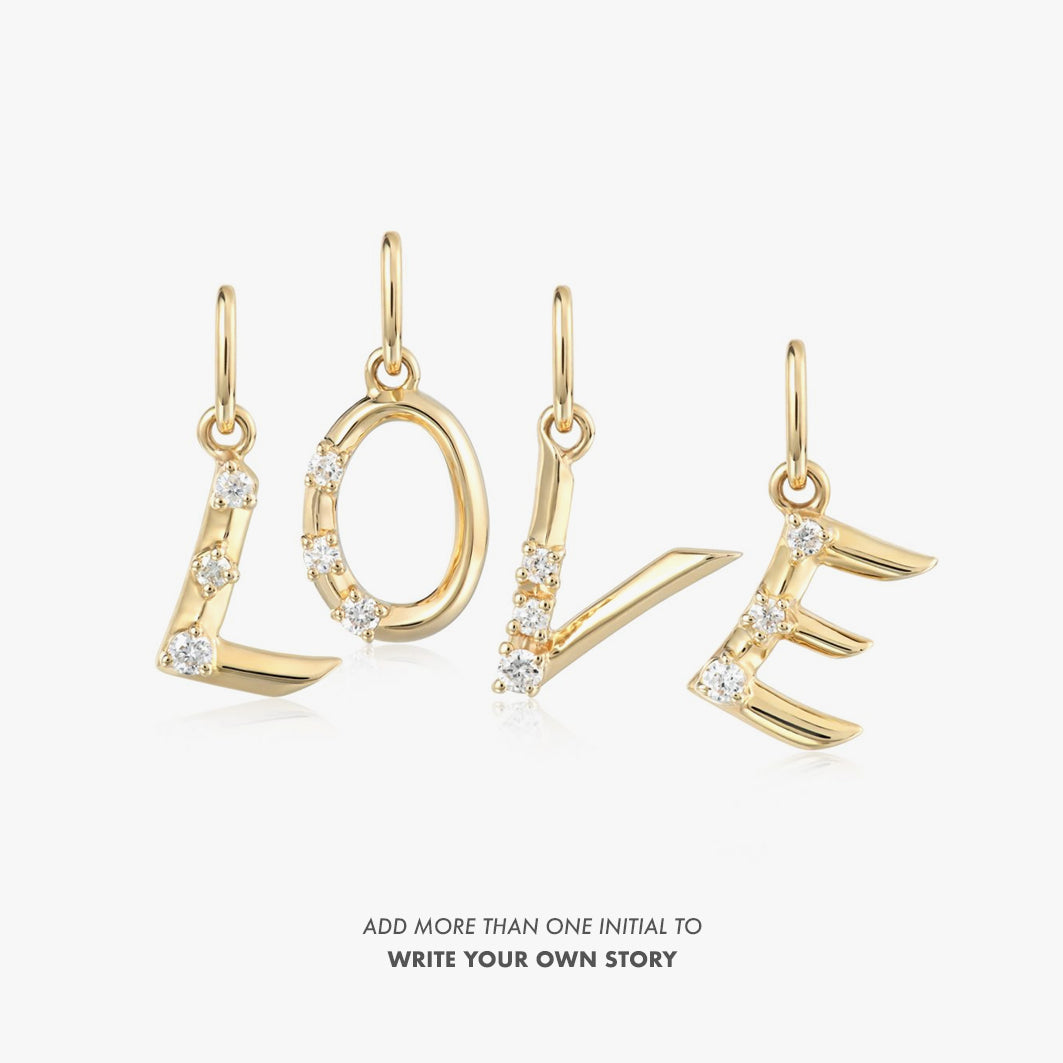 14kt Diamond Letter Pendant