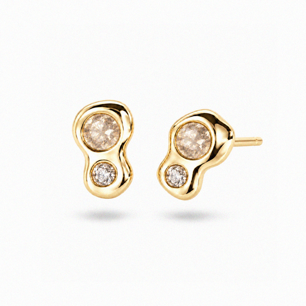 Champagne Diamond Studs in 9ct Gold
