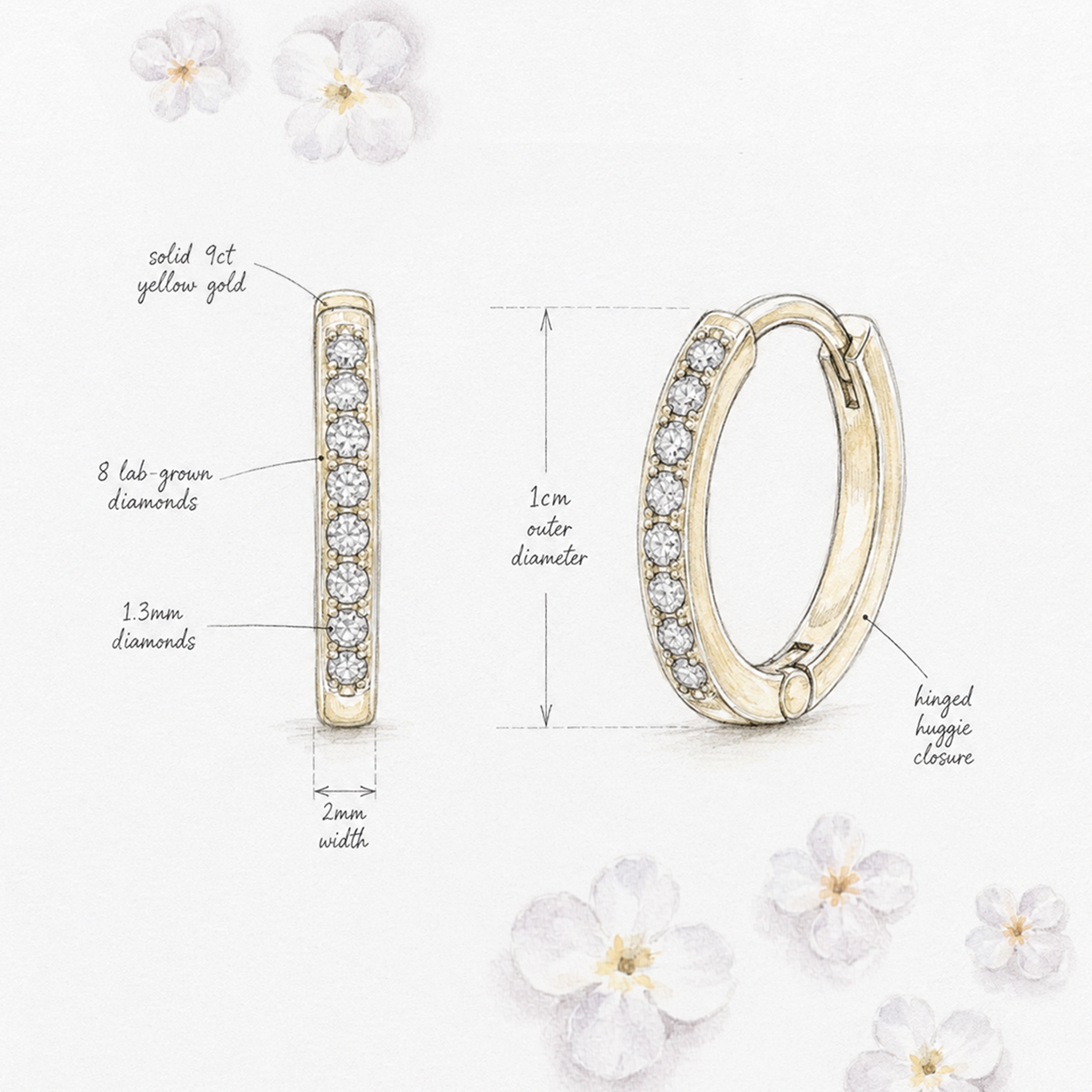 Wild Light Diamond Huggies