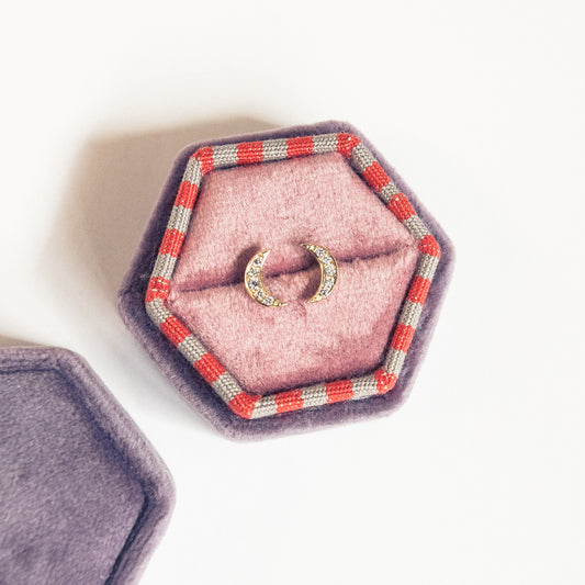 Diamond Half Moon Studs in 9ct Gold